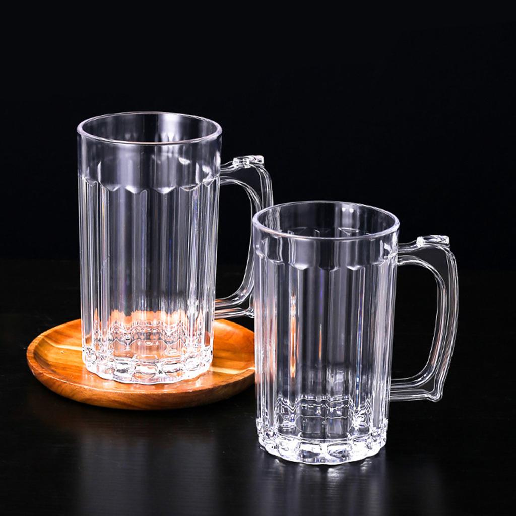 Transparent Acrylic Beer Mug Shatterproof Unbreakable Beverage Cup Reusable Drinkware Barware for Restaurant Party Home