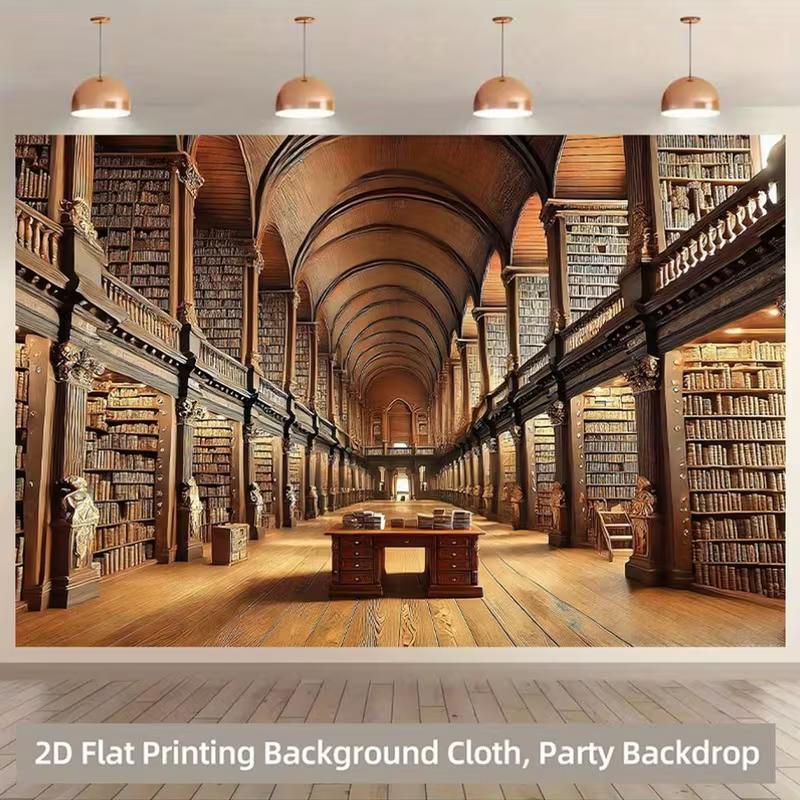

2D ретро книжная полка, фон для фотосессии в кабинете, фон для вечеринки 47.2x31.5inch/120*80cm