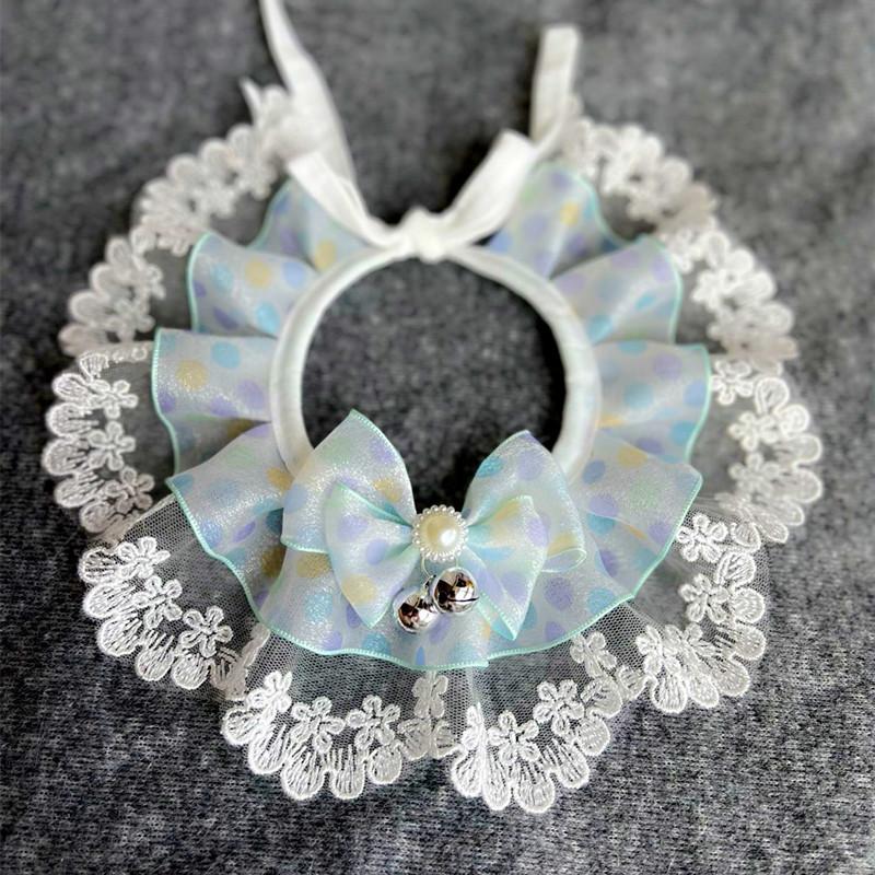 Cat Dog Bibs Collar Floral Embroidery Lace Neck Scarf For Pet Bowknot Accessories Necklace Strap Bandanas