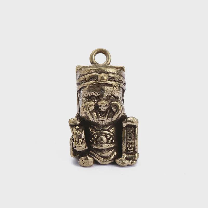 Antique Copper God of Wealth Keychain Pendant - Car or Desktop Ornament