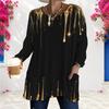 Women Plus Size Round Neck Long Sleeve Printed Light Purple Loose T Shirt With Pockets