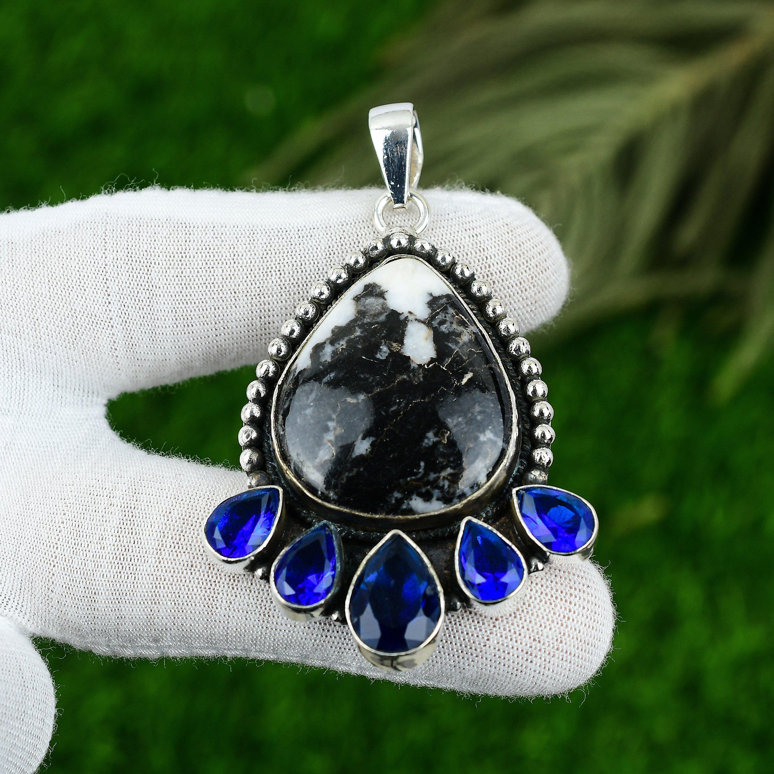 

Natural Zebra Jasper Gemstone Jewelry 925 Sterling Silver Pendant For Girls