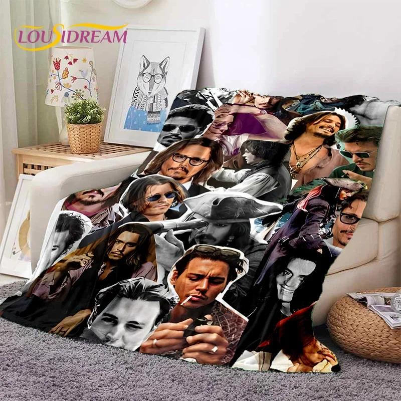 Manta Suave de Franela HD con Impresión 3D de Johnny Depp para Camas Dormitorio Sofá Picnic, Manta Ligera para Cubrir Aire Libre Ocio Regalo