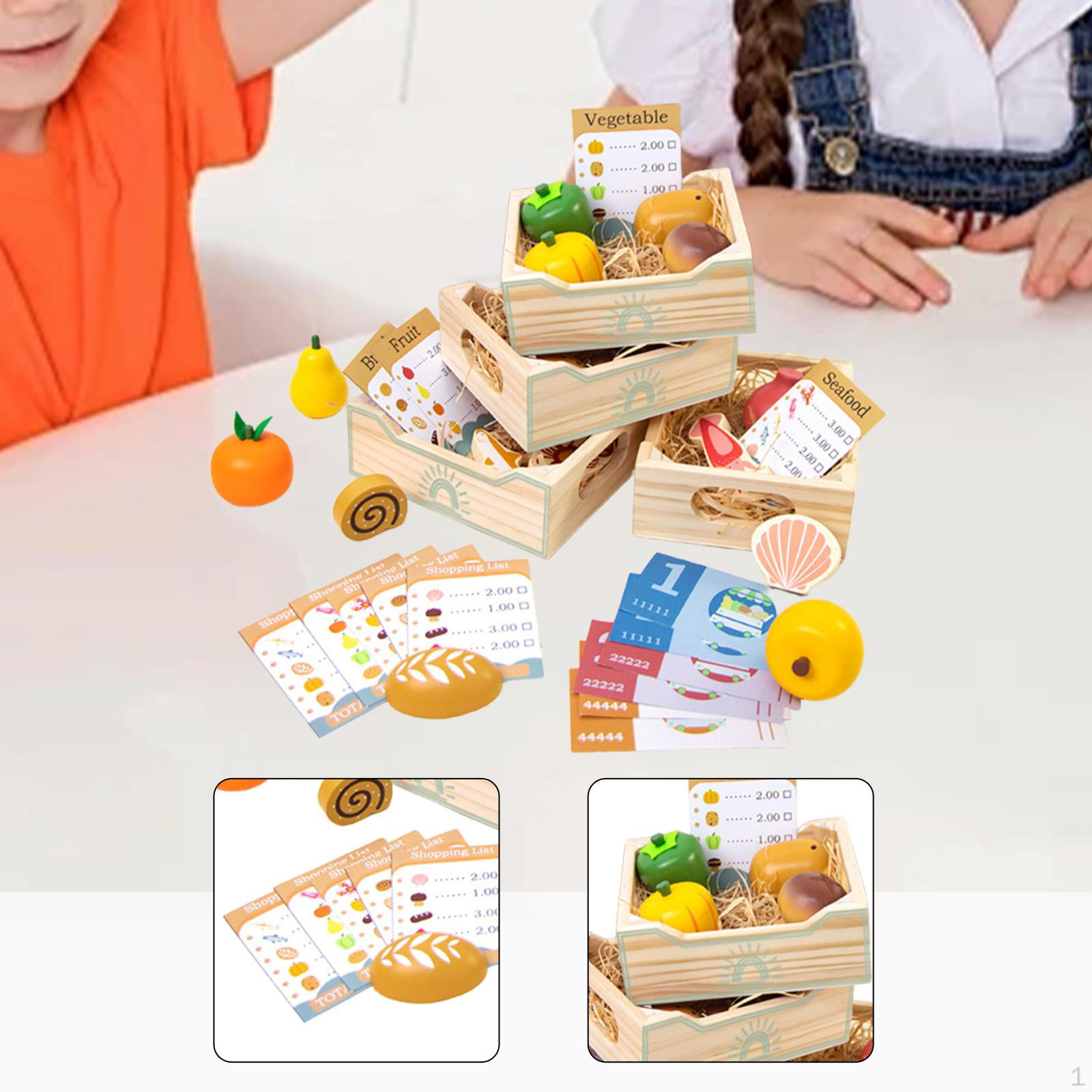 

Food Play Kitchen Toys Preschool Wooden Cooking Set Pretend for Kids Children