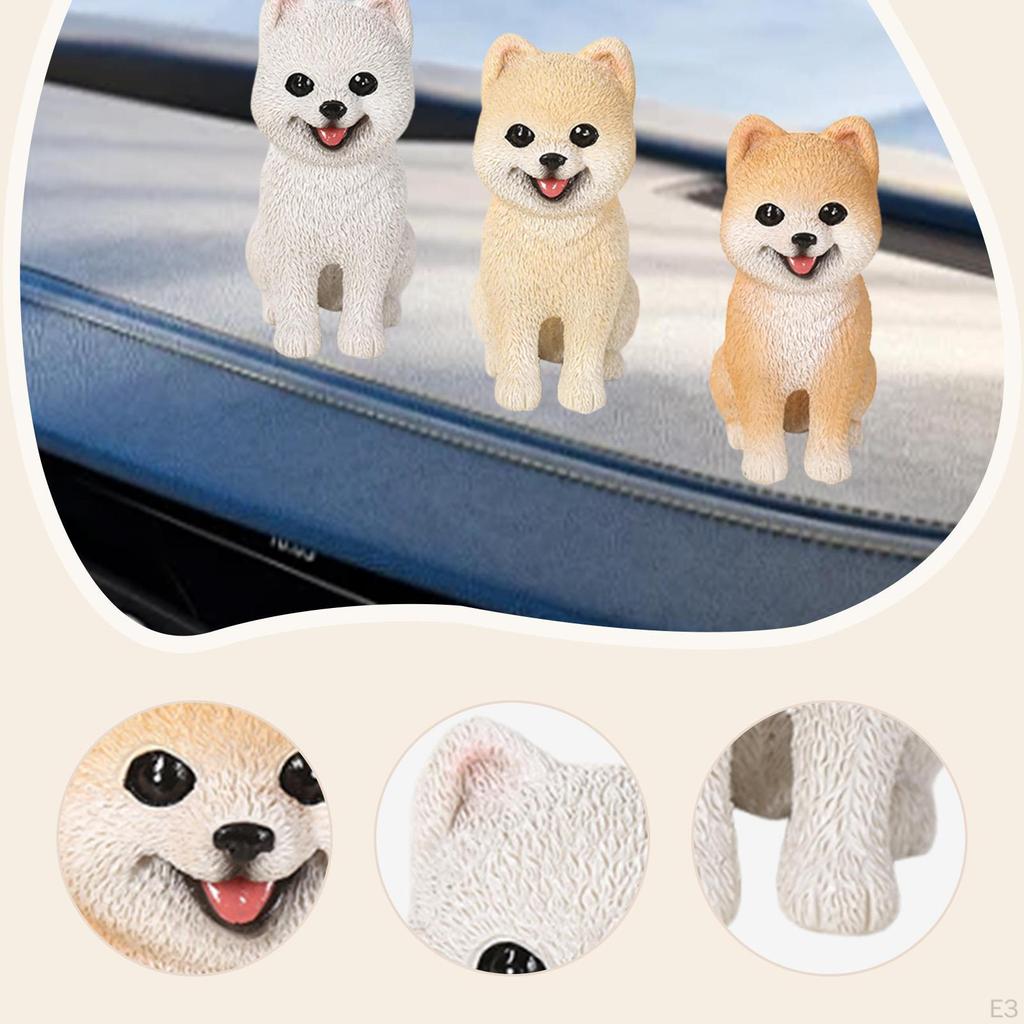 Pomeranian Dog Figurine Sculpture Portable Car Decoration Home Ornament Puppy Statue