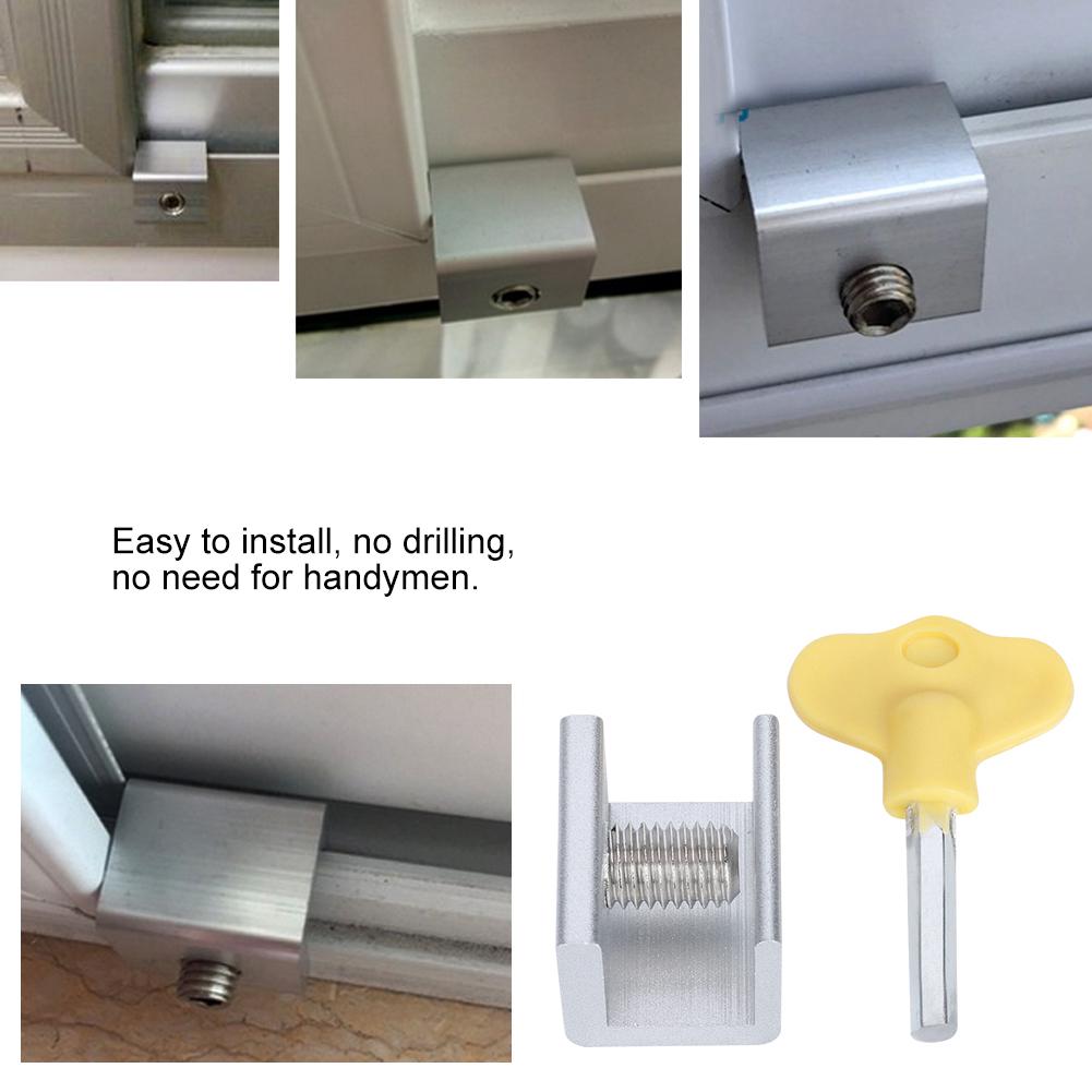 10 Set Sliding Window Safety Lock Aluminum Alloy Slide Security Lock Stopper with Keys