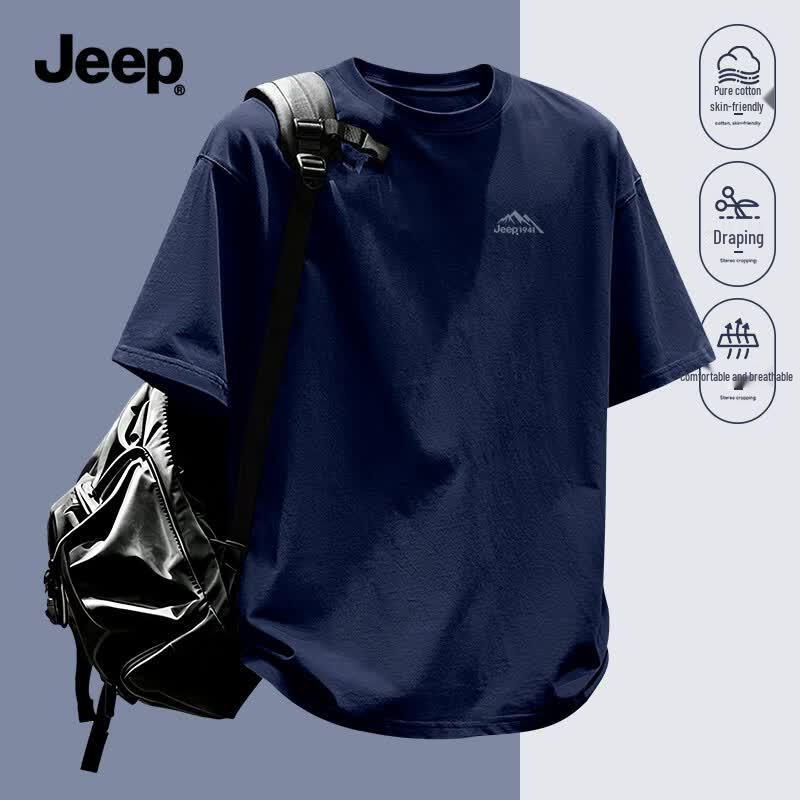 Jeep Men s Classic Round Neck Breathable Cotton T-Shirt L