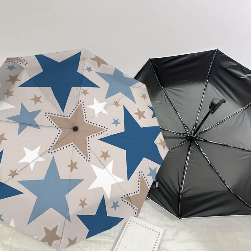 1PC Stars Circle Umbrella-8-Rib Reinforced Portable Folding Travel Suitable for All Seasons Outdoor Daily Use-G341