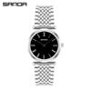 Sanda Trendy Diamond Roman Numeral Couple Watches - Steel Band, Waterproof Women's Wristwatch