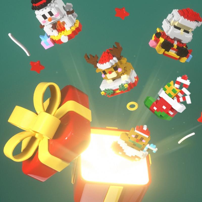 Christmas Gifts Micro Building Block Series Santa Claus Reindeer Puzzle Assembling Bricks Table Decoration Toys Children Kids