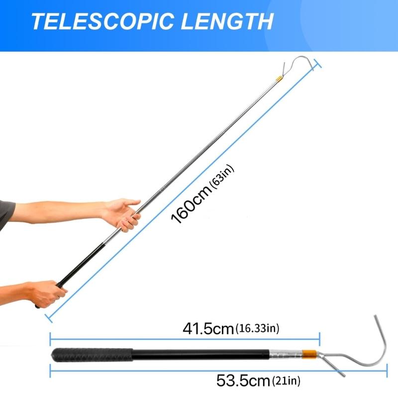 Campers Awning Opener Puller Reach Rod,21''-63'' Awning Pull Rod Tool for Canopies Telescopic Stainless Steel Rod