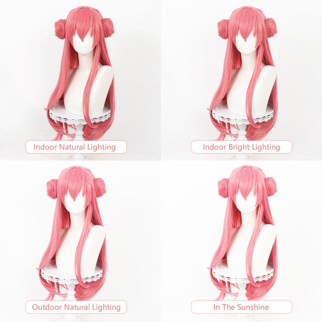 Cosplay Wig Project Sekai-Colorful Stage Feat Anime Wig Airi Momoi Pink Double Grab Chignon Synthetic Game Role Play Wig