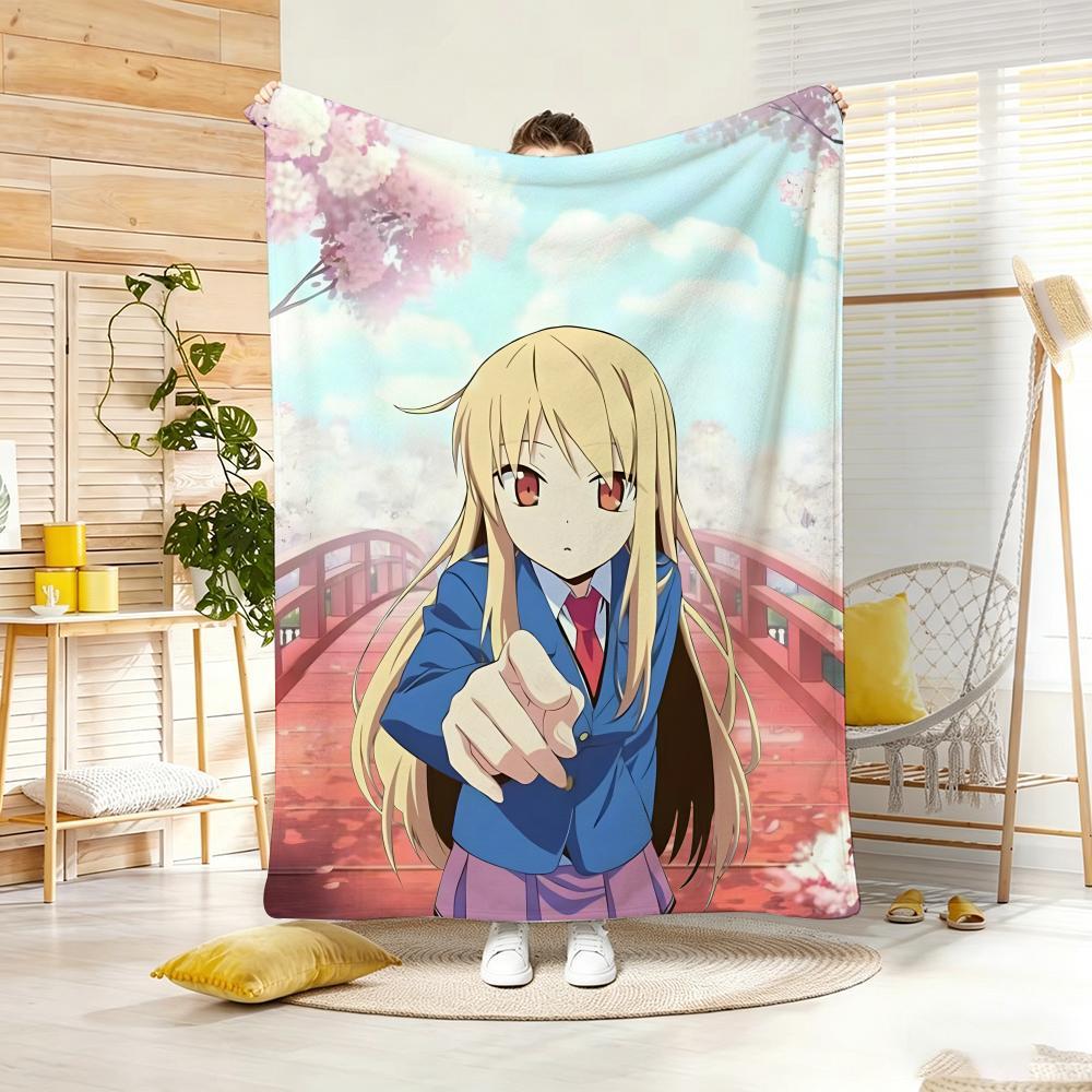 Anime Character MMashiroS ShiinaS Throw Soft Warm Throw Blanket for Bedroom Living Room Bed Travel Camping Picnic Gift