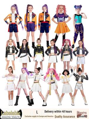 Costume Cosplay Ragazza Cacciatrice di Demoni K-POP - Outfit da Palco e per Halloween per Bambini (Rumi, Mira, Zoe)