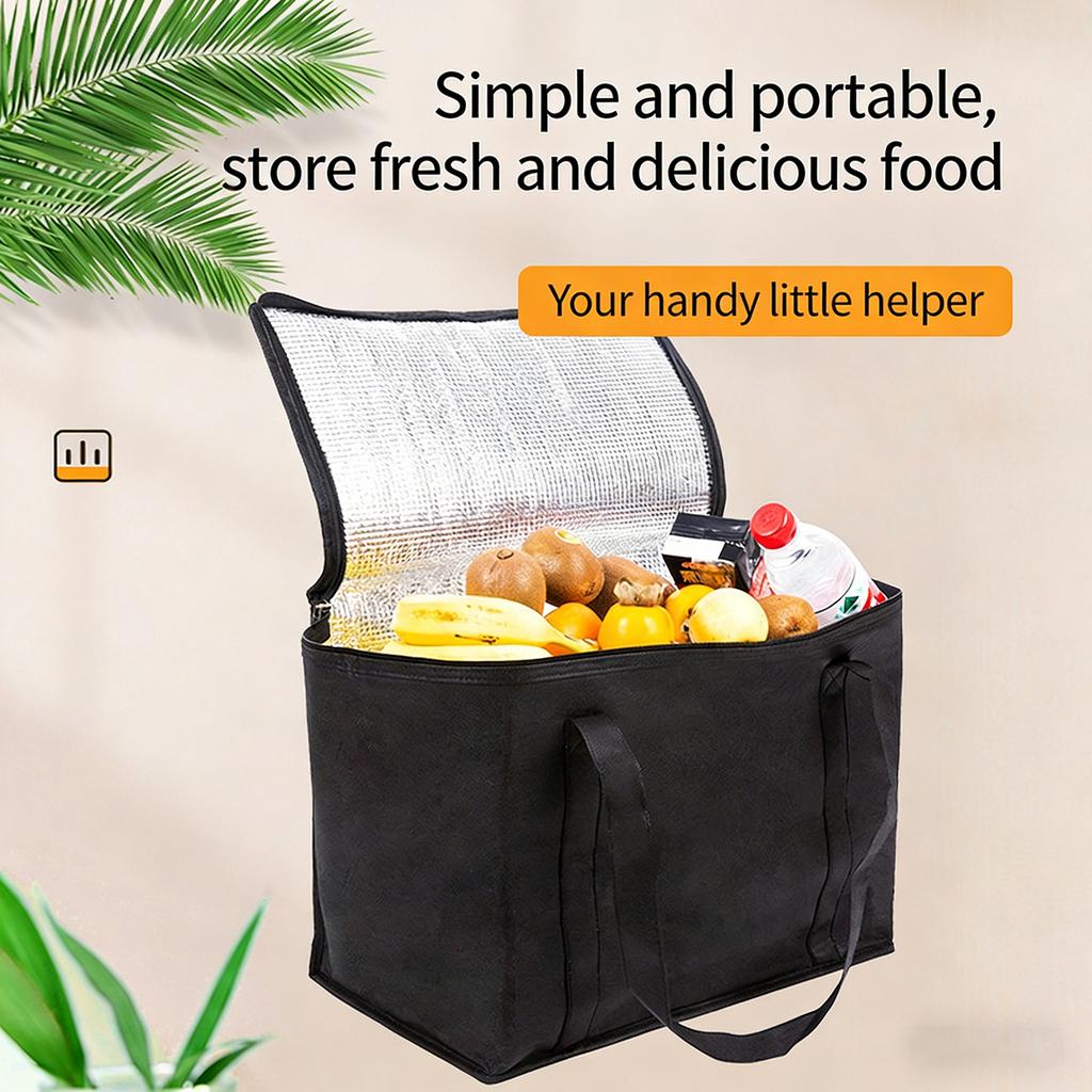 1pc Large Insulated Food Bag Reusable Foldable Hot Cold Meals Grocery Bags Zipper Bag Lightweight For Picnic Camping Outdoor