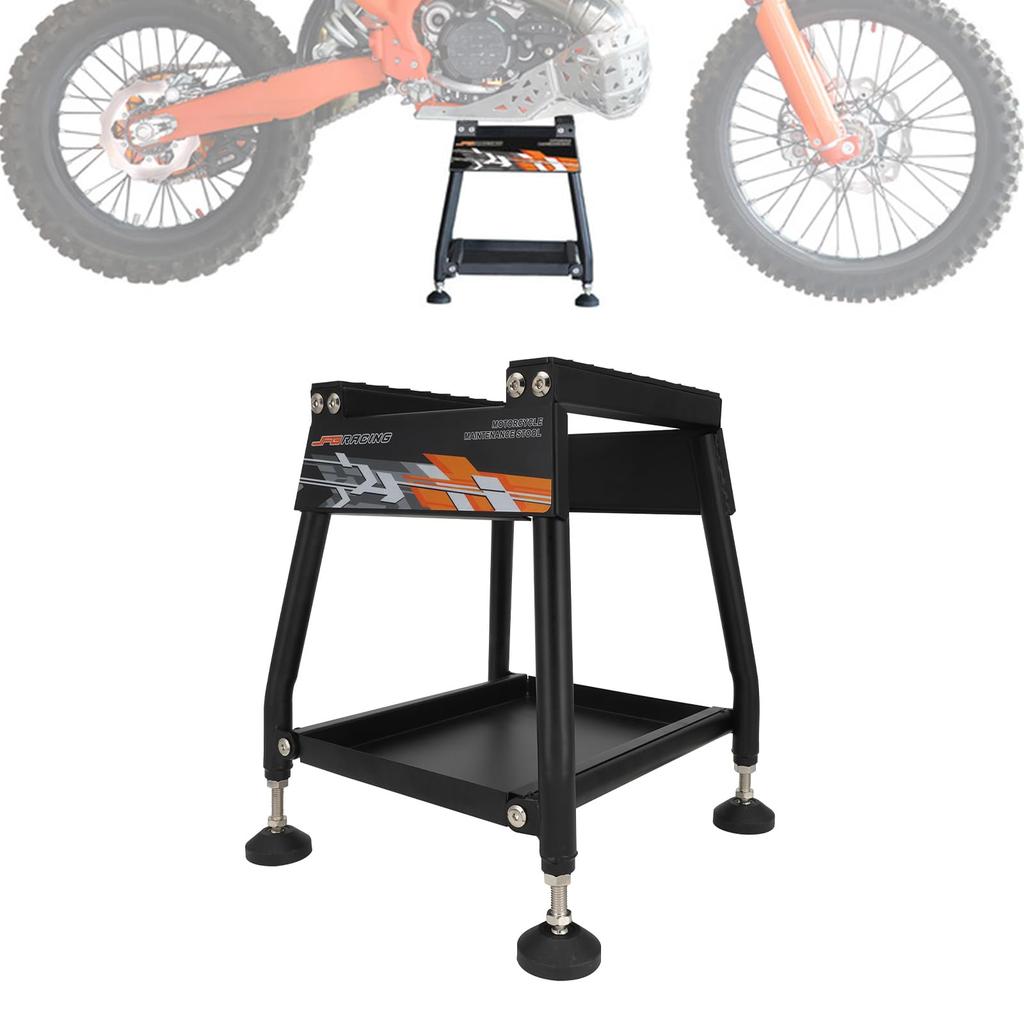JFG Off-Road Motorcycle Stand with Wheels Powder Coated 450lb Capacity Universal Motocross Maintenance Stand Box Stand - Black