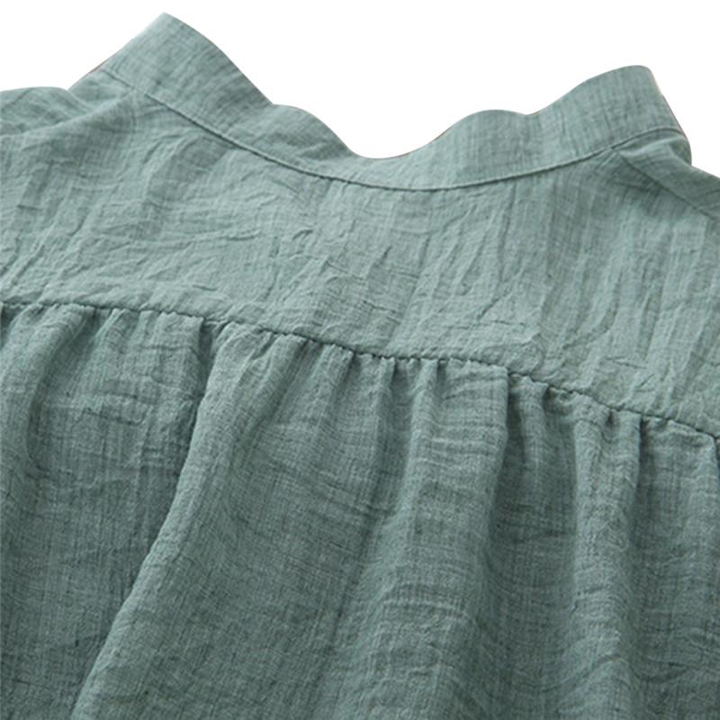 Women Autumn Tops Linen Button Down Loose Casual Career Shirt Long Sleeve Blouse