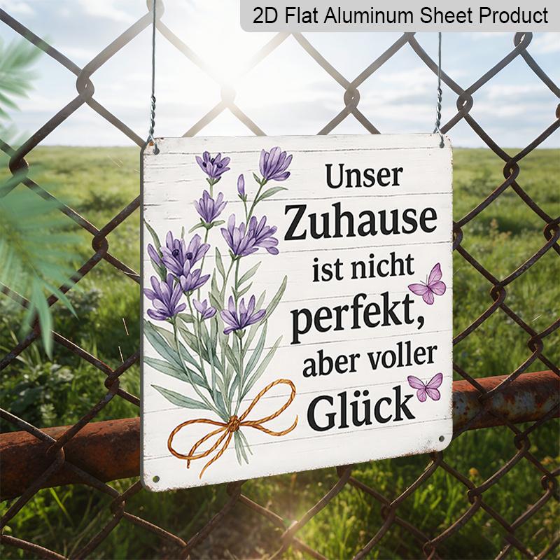 2D Flat, 1pc, Vintage Metal Aluminum Sign, Decorative Plaques and Ornaments, Family and Happiness Theme, Pastoral Floral Style, Perfect for Home