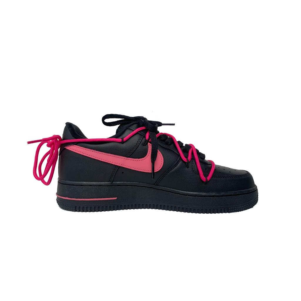Nike Air Force 1 BLACKPINK Black Sweet Abrasion Resistant Low top Skateboard Shoes Unisex Black Pink CW2288-001(Team1274-BLACKPINK)