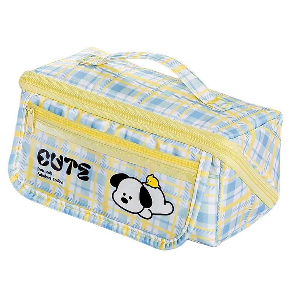 Puppy Grid Stationery Bag Korean Style Dopamine Pencil Pouch Kawaii Prism Pencil Case Unisex