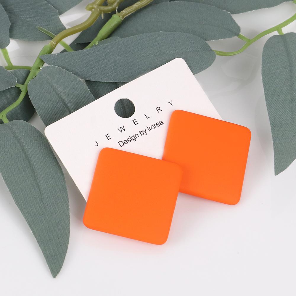 Trendy Korean Red White Black Pink Stud Earrings For Women Girl Geometric Big Square Round Acrylic Earrings Fashion Jewelry Gift