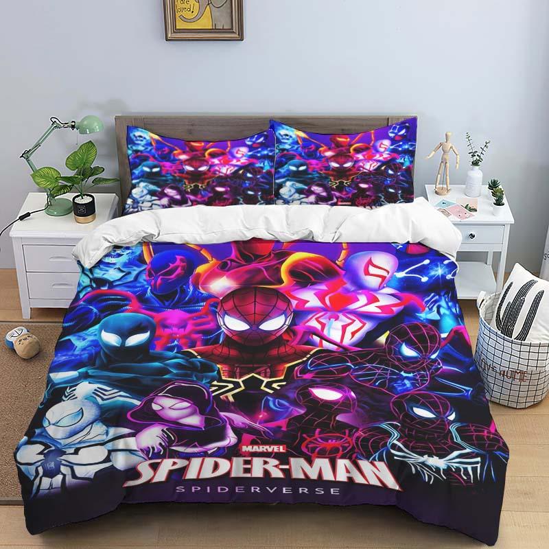 New Spider-Man Printed Bedding Set, Cartoon Pattern Duvet Cover and Pillowcases, Single/double Sheet Set.