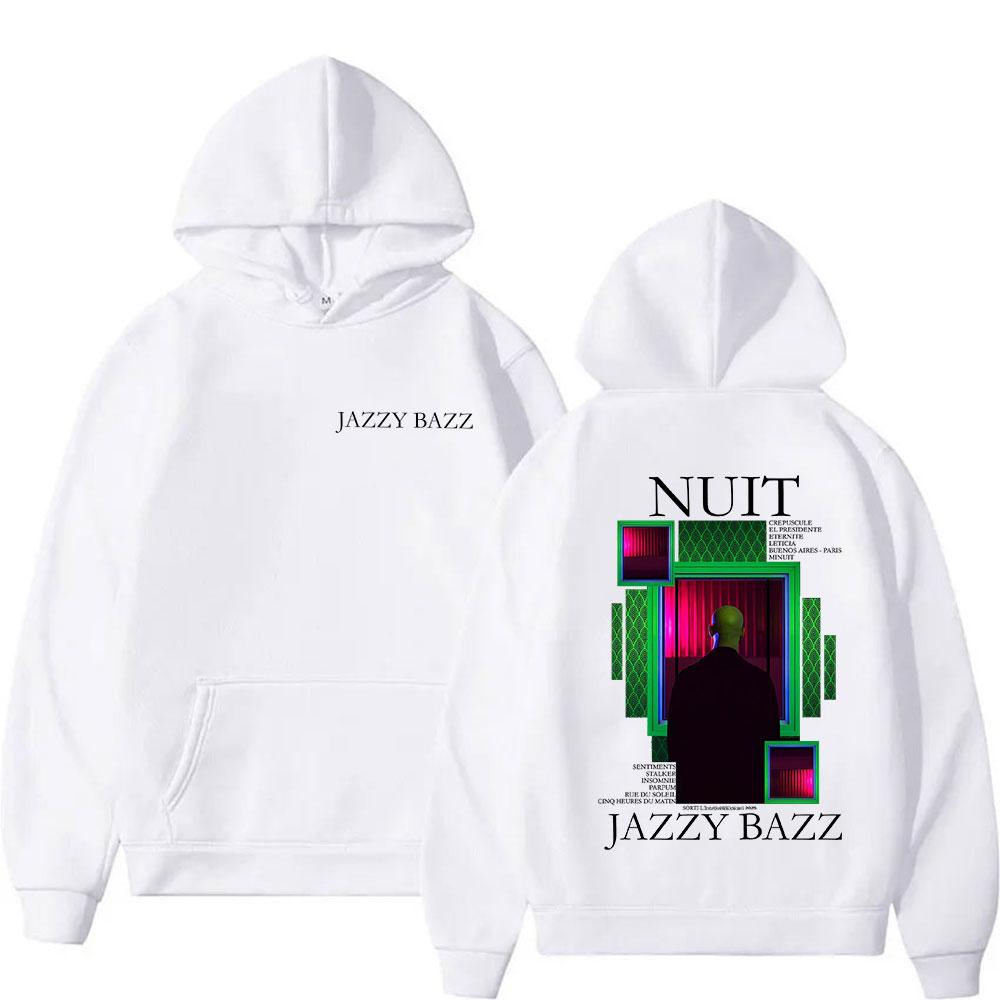 Rapper JAZZY BAZZ NUIT Tour 2025 Grafik-Hoodie Herren Damen Vintage Mode Übergroßer Hoodie Hip Hop Popmusik Kleidung mit Kapuze
