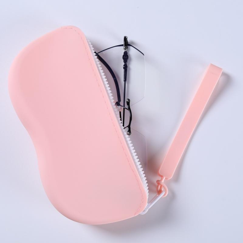 Women Girls Dustproof Glasses Box for Women Men Solid Colour Silicone Zipper Glasses Storage Waterproof Bag Cosmetic Coin Bag