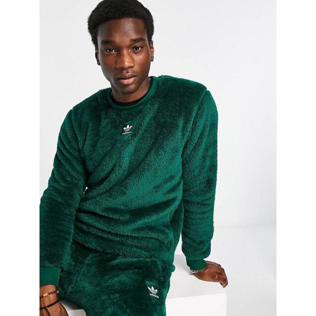 

пушистый джемпер с круглым вырезом из полиэстера adidas originals Essentials+