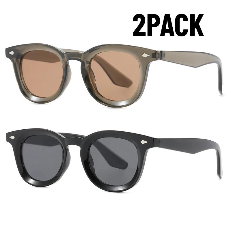 1/2PACK Luxury Designer Small Frame Sunglasses Women Men Vintage Punk Shade Rivet Concave Frame Eyeglasses