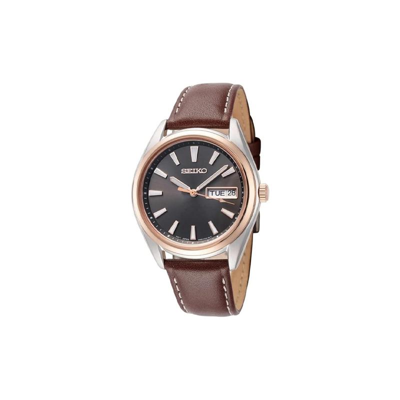 

SEIKO 100 meters waterproof Quartz leather strap women s watch black dial SUR452P1 чорний
