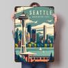 Seattle Washington Travel Poster Customized Wall Art Vintage Metal Signs Retro Tin Plaque for Man Cave Gaming Decoration Room