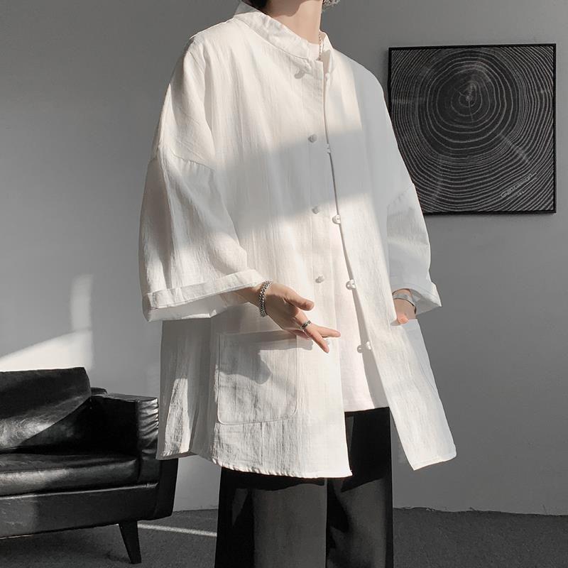 

Мужской костюм Чжуншань в китайском стиле с длинными рукавами из хлопка и льна 5XL (Fits 100-110 kg)