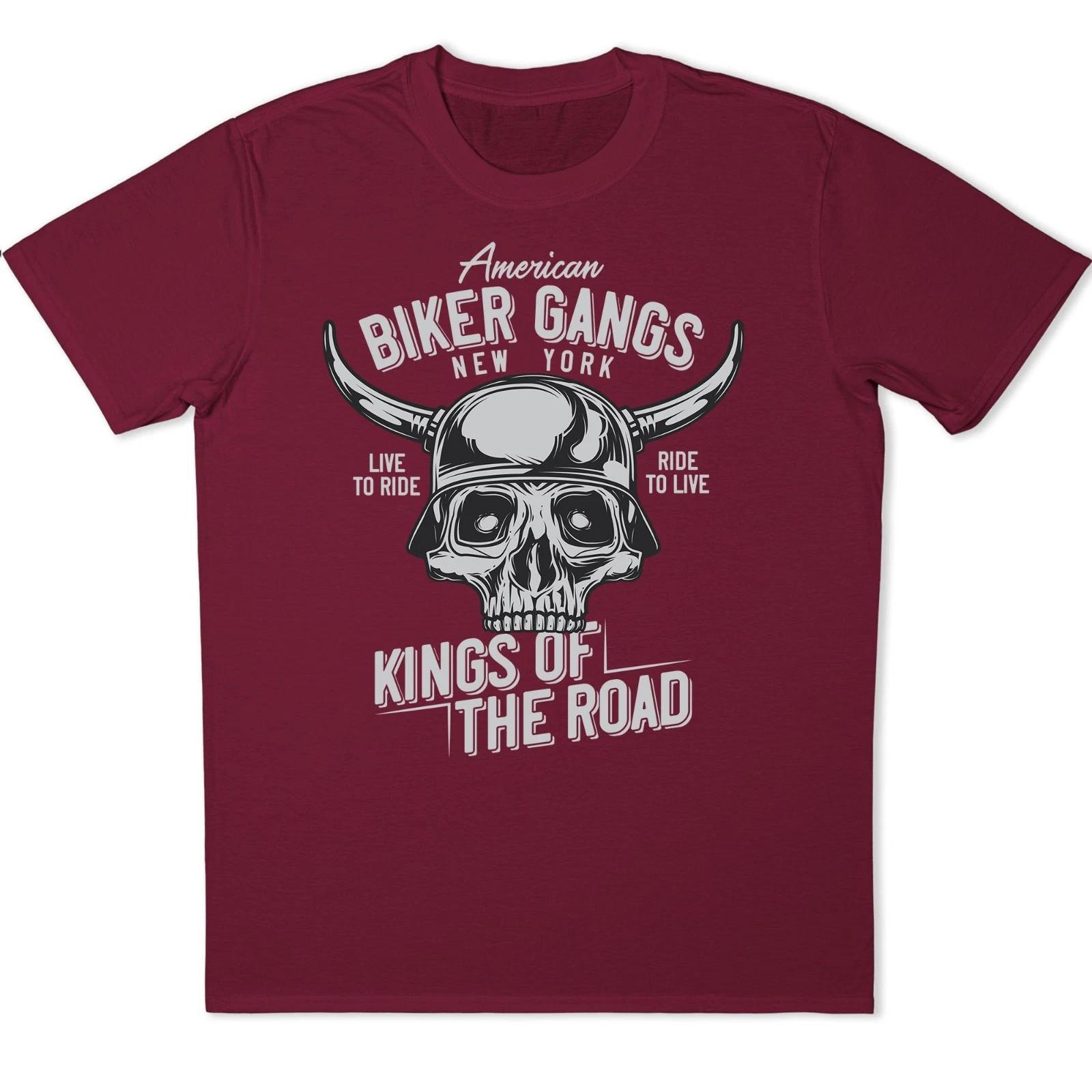 Biker Skull T Shirt Kings of the Road Motorcycle Gang Graphic Tee M
