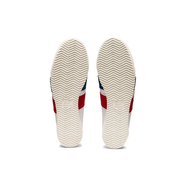 ONITSUKA TIGER Men's Mexico 66 SD PF White Classic Red Low-top Velcro Strap Sneakers 1183B671-101