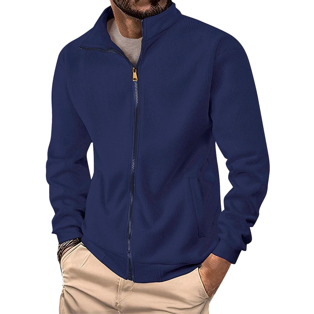 Men's Color Corduroy Zipper Jacket Men's Sports Large Size Casual Jacket