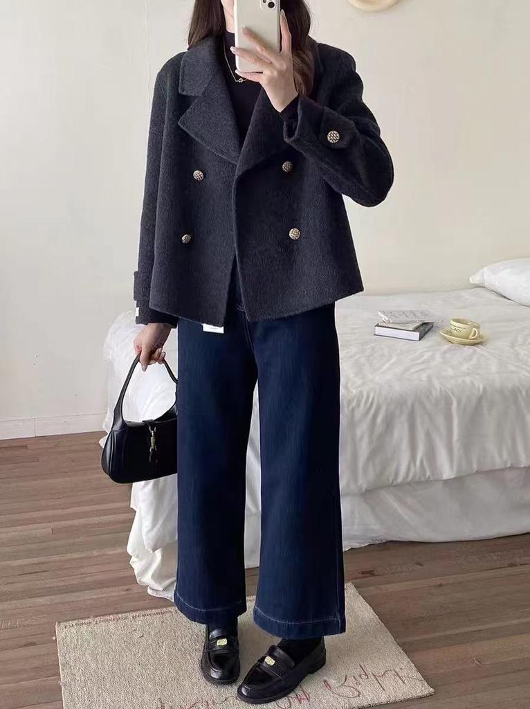 2025 High-End Double-Sided Wool Jacket with Suit Collar - Versatile Women's Fashion for Spring & Autumn