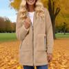 Women's Solid Color Fashionable And Winter Zipper Pocket Lamb Wool Jacket