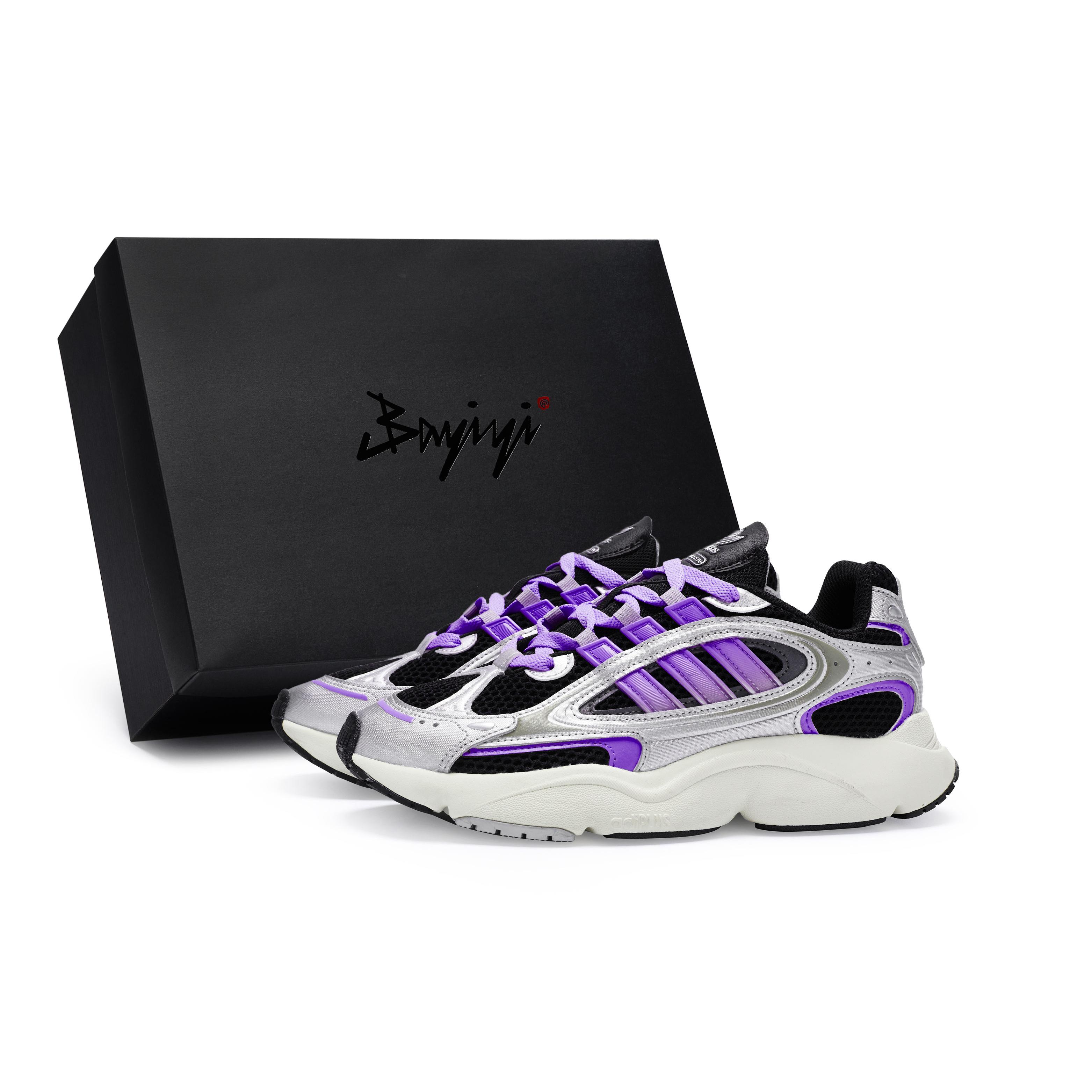 

Adidas Originals Ozmillen Mesh Cushioning Slip Resistant Low top Casual Running Shoes Unisex Silver Black Purple IF4012(Team80-S-BOX) 44⅔