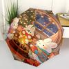 1pc Christmas Bunny Family Gathering Around Fire with Presents, Outdoor Festival Gift for Fans, Travelers, Daily Use (Automatic Opening Umbrella, Fold