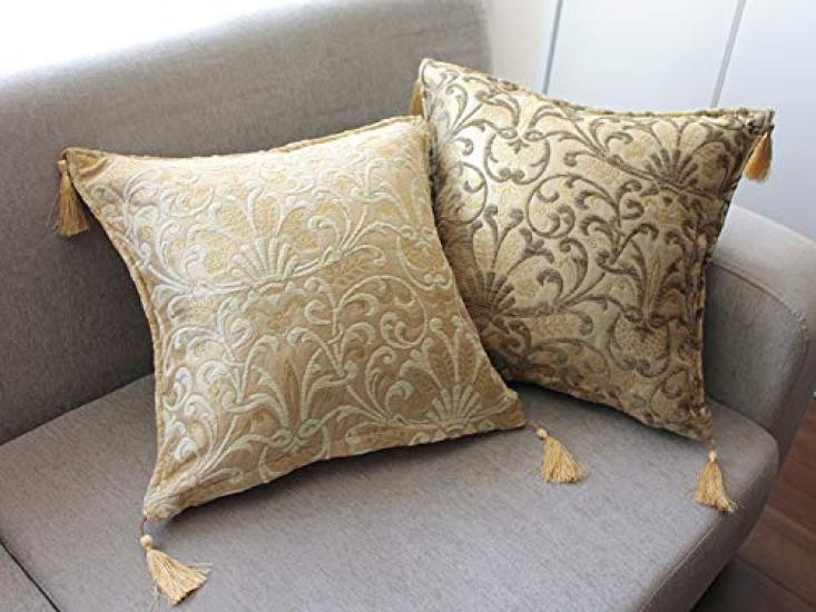 Turkish Cushion Chenille Busse Ivory Cover, 45cm, Fabric,