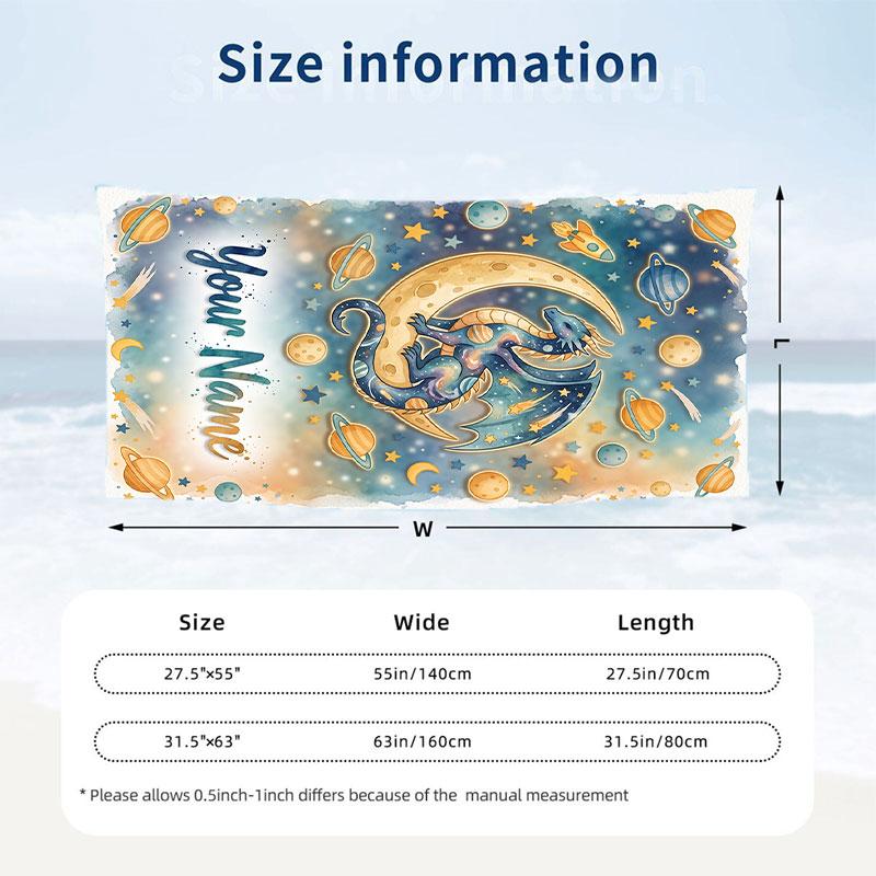 Dragon Phoenix Theme Beach Towel Personalized Custom Name & Text Soft Quick Dry Beach Towel for Swimming Travel