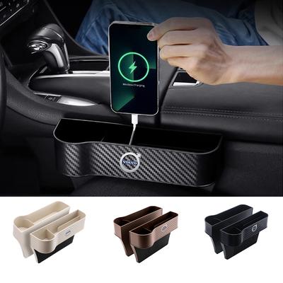 1pcs Car Carbon Fiber Pattern Seat Storage Box For AWD V60 V40 XC90 S60 XC60 S90 V90 CX70 XC40 C40 C70 EX90 Rdesign