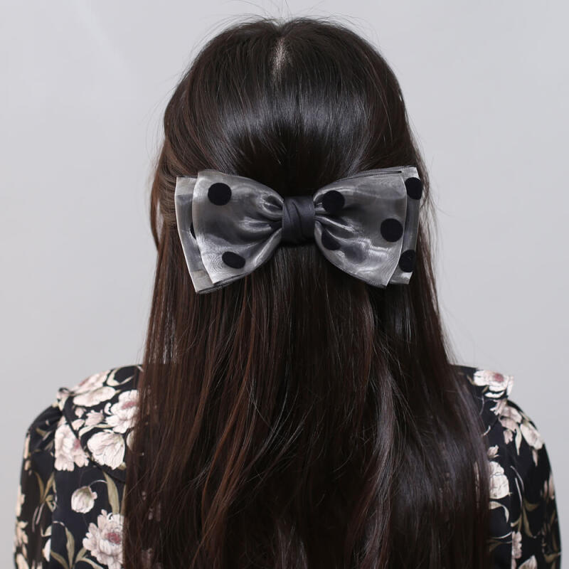 Dot Ribbon Automatic Hairpin (Gray)