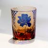 240ml Classic Handmade Edo Kiriko Whiskey Glass Tumbler with Rose Design Japanese Style Red Blue Cocktail Cup with Gift Box