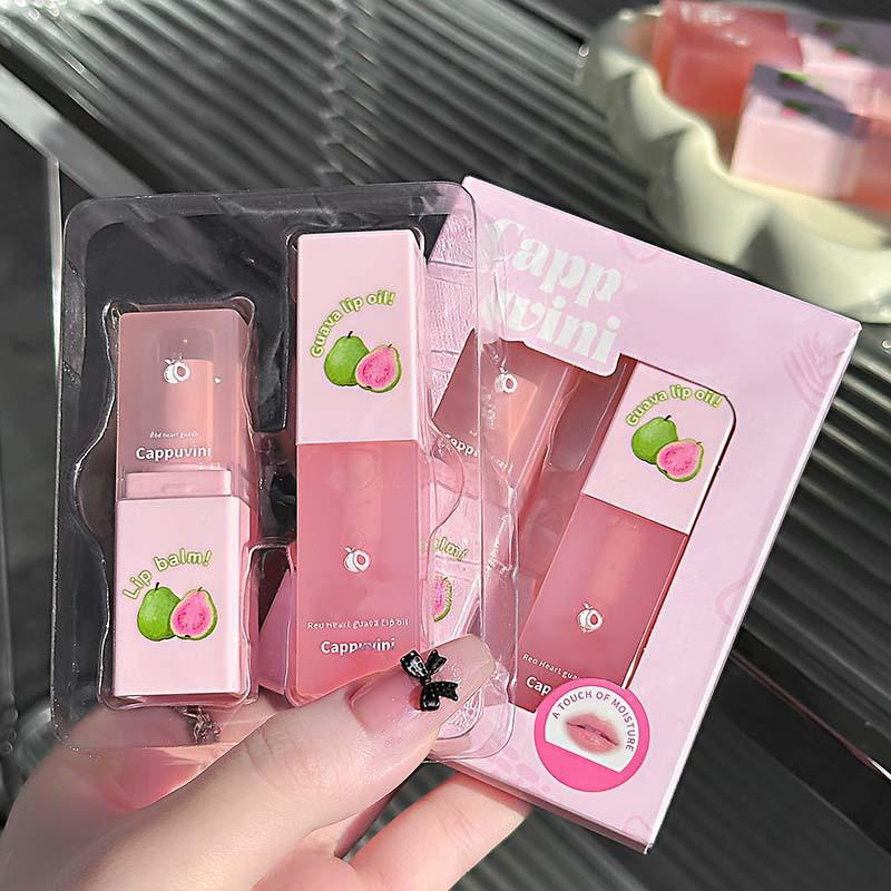 CAPPUVINI Red Heart Guava Lip Balm Set - Moisturizes Without Drying, Reduces Lip Lines.