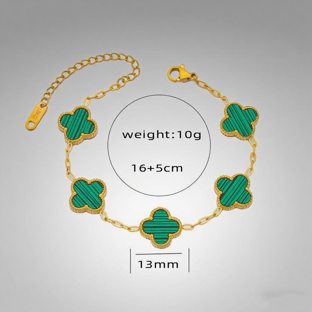 13mm Korean-Style 18k Gold-Plated Double-Sided Shell Four-Leaf Clover Jewelry