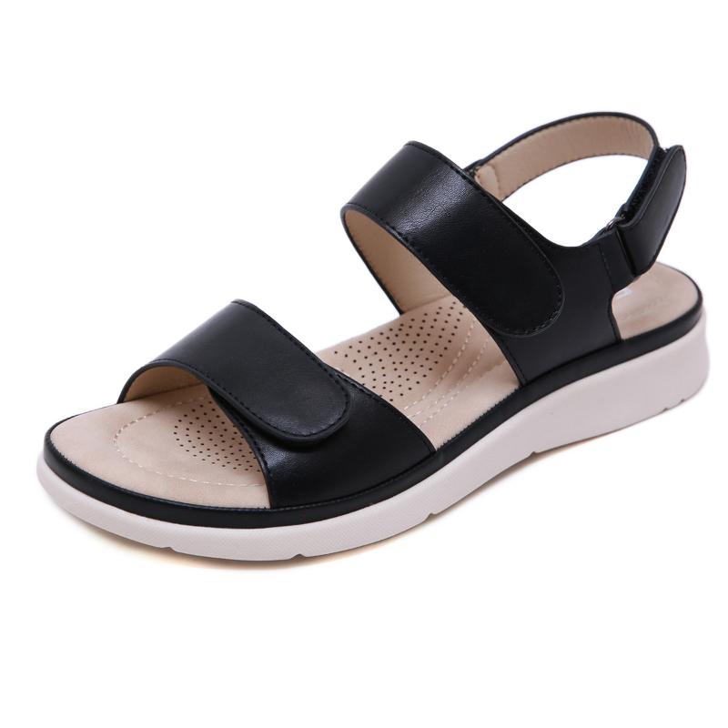 

Fashion New 2025 Summer Sandals For Women Velcro Buckle Sponge Massage Student Sandals Casual Versatile Middle-Aged People Comfortable 37