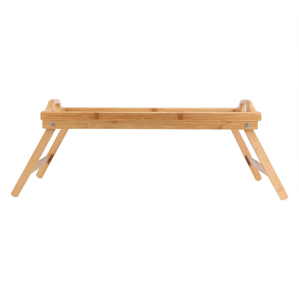 Portable Bamboo Wood Bed Tray Breakfast Laptop Desk Tea Food Serving Table Folding Leg
