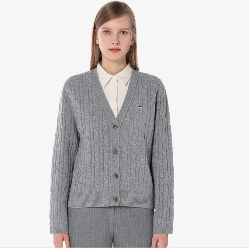 Lacoste Cardigan Dama Tricot Cablu Decolteu V Af299e 54n Uwc q2nAf299e 54nUwc
